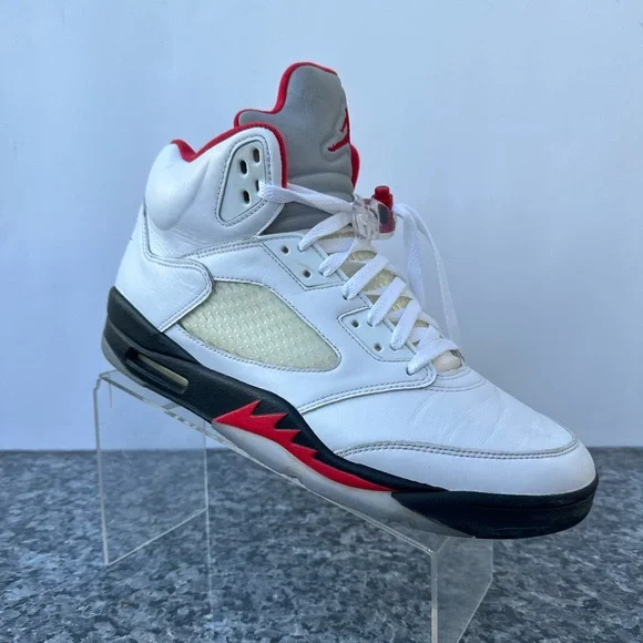 Nike Air Jordan 5 Retro Fire Red (2020) White Shoe Men\'s Size 12 DA1911-102 Nike Air Jordan 5 Retro Fire Red 2020 Mens Sz 8 White Black  main image 4